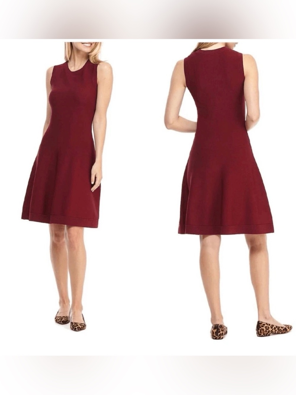 GAL MEETS GLAM Burgundy Knit Ribbed Sleeveless Dress Size Medium